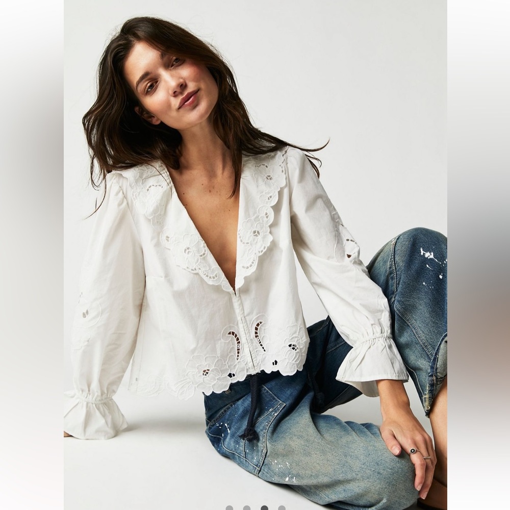 Free People Maisie cutwork eyelet blouse
